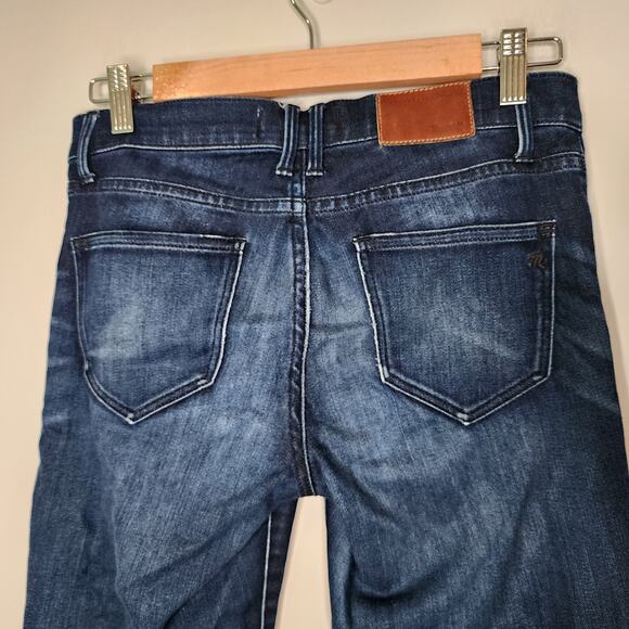 Madewell Mid Rise Dark Wash Skinny Jeans Distressed Stretch Denim 26 - Picture 4 of 8